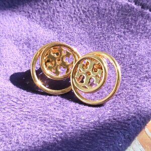 Tory Burch Miller Gold Double Ring Stud Earrings